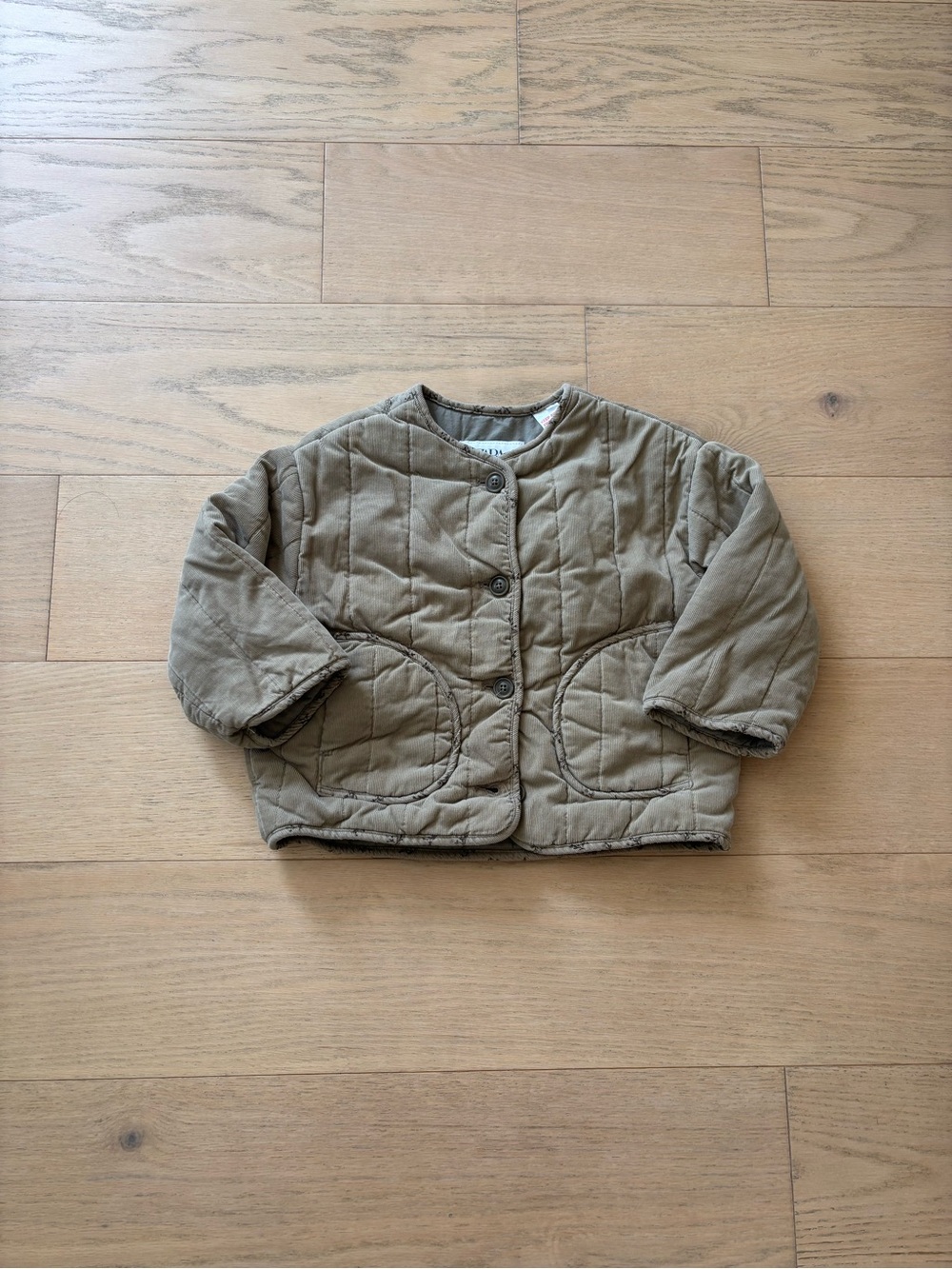 Zara kid olive green quilted jacket, 4Y